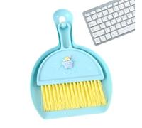 Cartoon Desk Cleaning Set - Portable Keyboard Dustpan Hanging Ayrs Broom Set | Multi-Function Broom Keyboard Cleaner, Comfortable to Touch for Drawers (8.07 x 5.79 inch) (Blue, Green, Rose