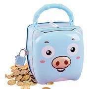 Cartoon - Develop Smart Money Habits | Cartoon Money Saving Safe, Small Crate, Portable Metal Container | for Boys and Girls