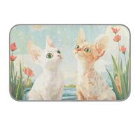 Cartoon Devon Rex Cats River Summer bed for cats Self Cooling 38" x 23" cooling blanket for rabbit indoor safe manta refrescante para perro M