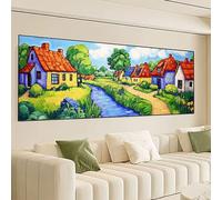 Cartoon Diamond Art Kits Adults, 120x60cm Small Town Large Diamond Painting Kit with Square Diamonds,DIY Gem Art Crystal Cross Stitch Embroidery Kit Crafts for Adults, Home Room Decor, Gifts 0R-338