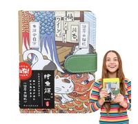 Cartoon Diary - Cat Journal Notebook With Magnetic | Japanese Sketchbook Travel Simple Basic Handbook Student Stationery For Lover Gift A5 Writing Paper Hardcover Planner Organizer Task