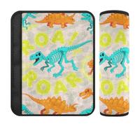 Cartoon Dino Fluorescent Green Orange Camouflage 2 pcs car seat Strap Pads Stop seat Belt Cutting into Neck for Sedan Protector para cinturón de carro