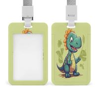 Cartoon Dinosaur Badge Holder Waterproof Plastic ID Card Badge Holders with Lanyard Vertical Card Case Protector Pouch Clear Window Work Badges for Women Men