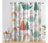 Cartoon Dinosaur Blackout Curtains, 54 Drop, Cute Kids Forest Dion Printed Curtains for Living Room, Bedroom, Eyelet Drapes for Window Home Decor, 66x54 Inch 2 Panels Q1F1-76