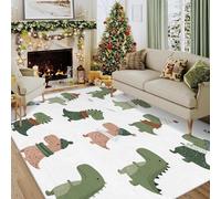 Cartoon Dinosaur Door Mat Indoor, Washable Kids Animal Christmas Rug 50x80, Non Slip Low Pile Area Rugs for Entrance, Kitchen, Bedroom, Christmas Decorations QAZ34