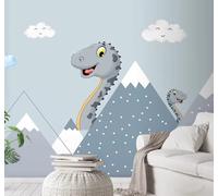 Cartoon Dinosaur Geometric Mountain Cloud 3D Wallpaper Easy Install Feature Office Living Room Sofa Bedroom TV Background Wall Decoration-200cm×140cm