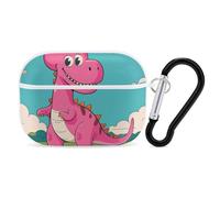 Cartoon Dinosaur Images AirPod Pro Case, Anti Scratch Hard PC Cover with Keychain, AirPod Pro 2nd/1st Case Accessories for Women Men, White-Style