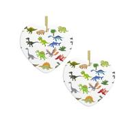 Cartoon Dinosaur Images Christmas Tree Ceramic Hanging Bauble Personalised Xmas Baubles Cute Christmas Ornaments Gifts For Kids Family Friends
