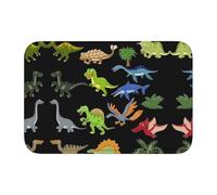 Cartoon Dinosaur Images Crystal Velvet Lock Edge Floor Mat 40x60, Non Slip, Easy To Clean, Comfortable Foot Feel