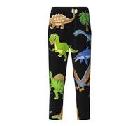 Cartoon Dinosaur Images Print Breathable Trousers Holiday Season Festive Celebrations Women Men Pajama Family Fun