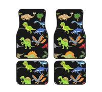 Cartoon Dinosaur Images Print Car Floor Mats 4-Piece Set Anti-Slip Cushion Fit Cars Trucks SUV Year-Round Use