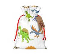 Cartoon Dinosaur Images Print Christmas Bag Drawstring Bags For Holiday Presents Xmas Sack Party Decor Gift