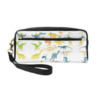 Cartoon Dinosaur Images Print Leather Small Makeup Bag â€“ Reusable Cosmetic Accessories Organizer, Travel Toiletry Bag