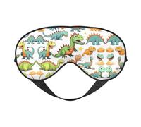 Cartoon Dinosaur Images Print Soft Eye Mask – Adjustable Strap, Elastic Nighttime Shade for Meditation, Travel, and Yoga