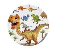 Cartoon Dinosaur Images Printed Gaming Mouse Pad 1 PCS, Round Non-Slip Rubber Base Laptop Mousepad Desk Mat for Gamer, Office, Home