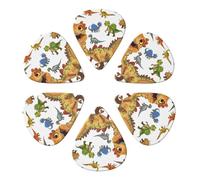 Cartoon Dinosaur Images Printed Guitar Picks 6-Pack with Holder - 0.46mm Funny Guitar Picks for Acoustic Guitar, Electric Guitar, Bass Guitar
