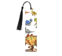 Cartoon Dinosaur Images Printed Metal Bookmarks S - Black Lightweight Aluminium Book Marker for Books, Journals & Gifts, Ideal Book Lovers, Holiday Decor & Crafts