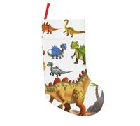 Cartoon Dinosaur Images Printed Modern Patchwork Christmas Stocking ¨C 18in Washable Holiday Sock for Family, Kids & Home Decor