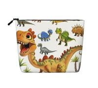 Cartoon Dinosaur Images Printed Travel Makeup Bag Imitation Linen Cosmetic Bags Waterproof Cosmetic Case Organizer for Women