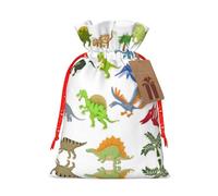 Cartoon Dinosaur Images Printing Cute Christmas Bag Drawstring Design 4.7x6.9 Inch For Christmas Party Birthday Gift Packaging