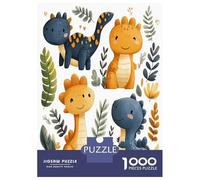 Cartoon Dinosaur Pattern Jigsaw Puzzle for Adults 1000 Piece Jigsaw Puzzle Paper Material Leaf Element Puzzle Game for Family Stress Relief 52x38cm/1000pcs
