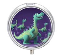 Cartoon Dinosaur Pill Box, 3 Compartment Small Pill Case Waterproof Travel Pill Organizer for Pocket Or Purse Portable Mini Medicine Tablet Vitamin Holder Pill Case