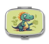 Cartoon Dinosaur Pill Case Travel Portable Pocket Pill Box 2 Compartment Medicine Case Large Capacity Daily Pill Cases Vitamin Organizer Medicine Organizer Small Pill Box