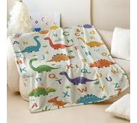 Cartoon Dinosaur Printed Kids Blanket, Jurassic Style Soft Cozy Flannel Throw Blanket, Perfect for Boys and Girls Room Decor Sofa Bed Use (03,75x100cm)