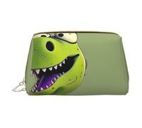 Cartoon Dinosaur Printed Small Makeup Bag Portable Leather Make up Bag Travel Zipper Cosmetic Bags Organizer for Women