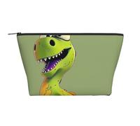 Cartoon Dinosaur Printed Travel Makeup Bag Trapeze Cosmetic Bag Makeup Case Toiletry Bag Organiser for Women