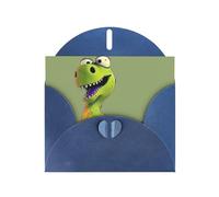 Cartoon dinosaur Prints Pearl Paper Horizontal Festival Greeting Card for Birthday Cards and All Occasions, Blue