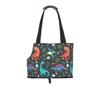 "Cartoon dinosaur Prints Small Dog Carrier Bag, Portable Cat Carrier Handbag, Foldable Pet Carrier Bag, Personalized Pattern Design"