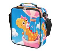 Cartoon Dinosaur Sky Balloon Kids Lunch Bag for Boys Girls, Reusable Insulated Leakproof Lunch Box with Shoulder Strap, Toddler Cooler Tote for School Picnic Travel Beach Hiking Fishing