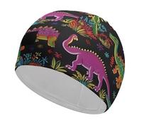 Cartoon Dinosaur Swim Cap for Women Men Swimming Hat Bath Waterproof Pool Caps for Long Thick Curly Hair
