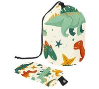Cartoon Dinosaur Travel Cosmetic Bags Makeup Bag for Women, Foldable Drawstring Travel Cosmetic Bags, Portable Toiletry Bucket Bag