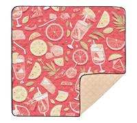 Cartoon Disco Cocktail Red Summer Soft Foam Baby Playmat for Floor Waterproof Foldable Baby Crawling Mat for Baby Kids Toddlers Infants, 50'' x 50''de actividades para
