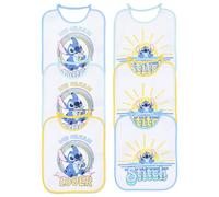 CARTOON Disney Baby Bibs Set of 6 Terry Cloth Bibs with Plastic Back Bib with Elastic Closure 27 x 22 cm, Stitch, 27 x 22 cm