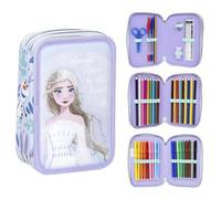 CARTOON Disney Frozen 3 Zip School Pencil Case Complete 44 Pieces Triple Multi-Compartment Colours Giotto Children's Stationery