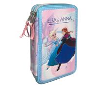 CARTOON Disney Frozen Elsa and Anna School Pencil Case 3 Zip Complete 44 Pieces Triple Multi-Compartment Colours Giotto Children's Stationery