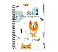 Cartoon Dog 2026 Notebook A5 To Do List Notebook Notepad Mens 2026 Diary Organiser Diary and Planner for Homework Week To View Monthly Year Planner with Dotted Line Note Page Slim