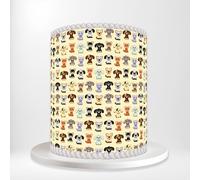 Cartoon Dog and Cat Breeds Cute Animal Pet Puppy Wrap Around Print A4 Edible Paper Icing Sheet Cake Topper Side Ribbon Border Decor for Personalised Themed Decorations
