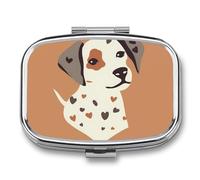 Cartoon Dog Avatar Pill Box with 2 Compartments Portable Metal Medicine Organizer for Pocket Purse and Travel Compact Pill Case and Fish Oil Vitamins Supplements