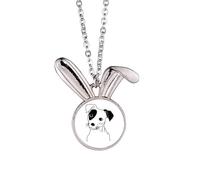 Cartoon Dog Black Illustration Pattern Rabbit Necklace Pendant Bunny Animal Jewelry Gift