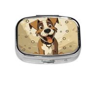 Cartoon Dog Bone Pill Case 2 Compartment Pill Box Portable Metal Pill Organizer Cute Travel Pill Container Vitamin Organizer for Purse Pocket Travel Gift