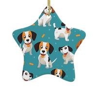Cartoon Dog Christmas Ceramic Star Ornaments Christmas Tree Decorations Home Party Decorations