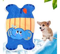 Cartoon Dog Cooling Mat Self Cool Pad Cute Animal Print Ice Gel Pet Bed Non-Slip Waterproof Durable Indoor & Outdoor Comfy Summer (Blue Elephant, Large)