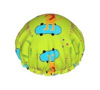 Cartoon dog doing sports One Size Shower cap with double layer waterproof fabric, suitable for bathing and skin care