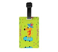 Cartoon Dog Doing Sports Printed Anti-Lost Luggage Tags Luggage Tags Suitable for Suitcases Backpacks and Golf Bags