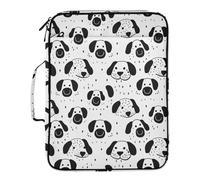 Cartoon Dog Faces Black on White Accordion Folder 7 Pockets A4 Letter Size with Zipper Closure for Office Duty Expanding File carpetas de