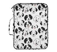 Cartoon Dog Faces Black on White File Jackets 7 Pockets A4 Letter Size with Zipper Closure for Home Office Expanding File Jacket carpetas de